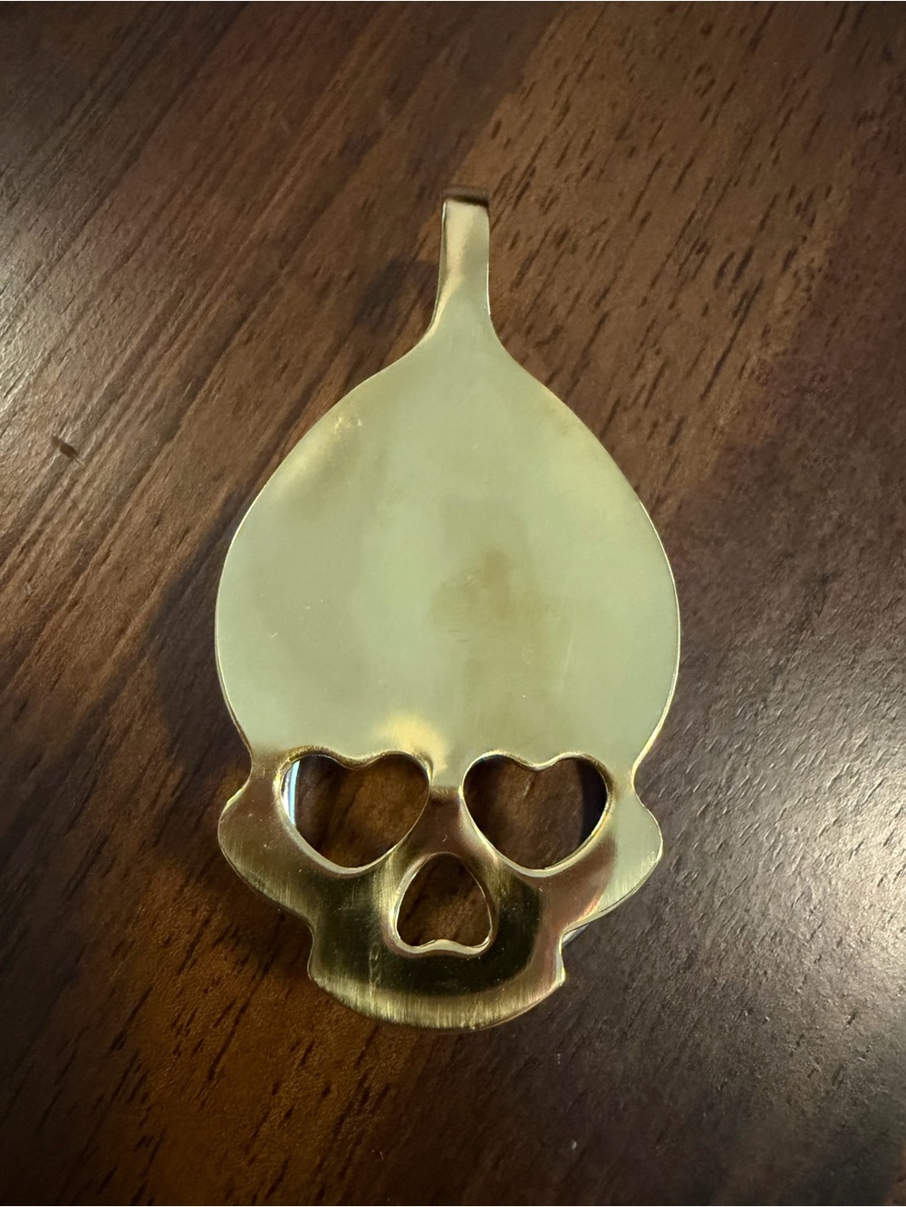 Gold Toned Stainless Skull Spoon Purse Clip Keychain